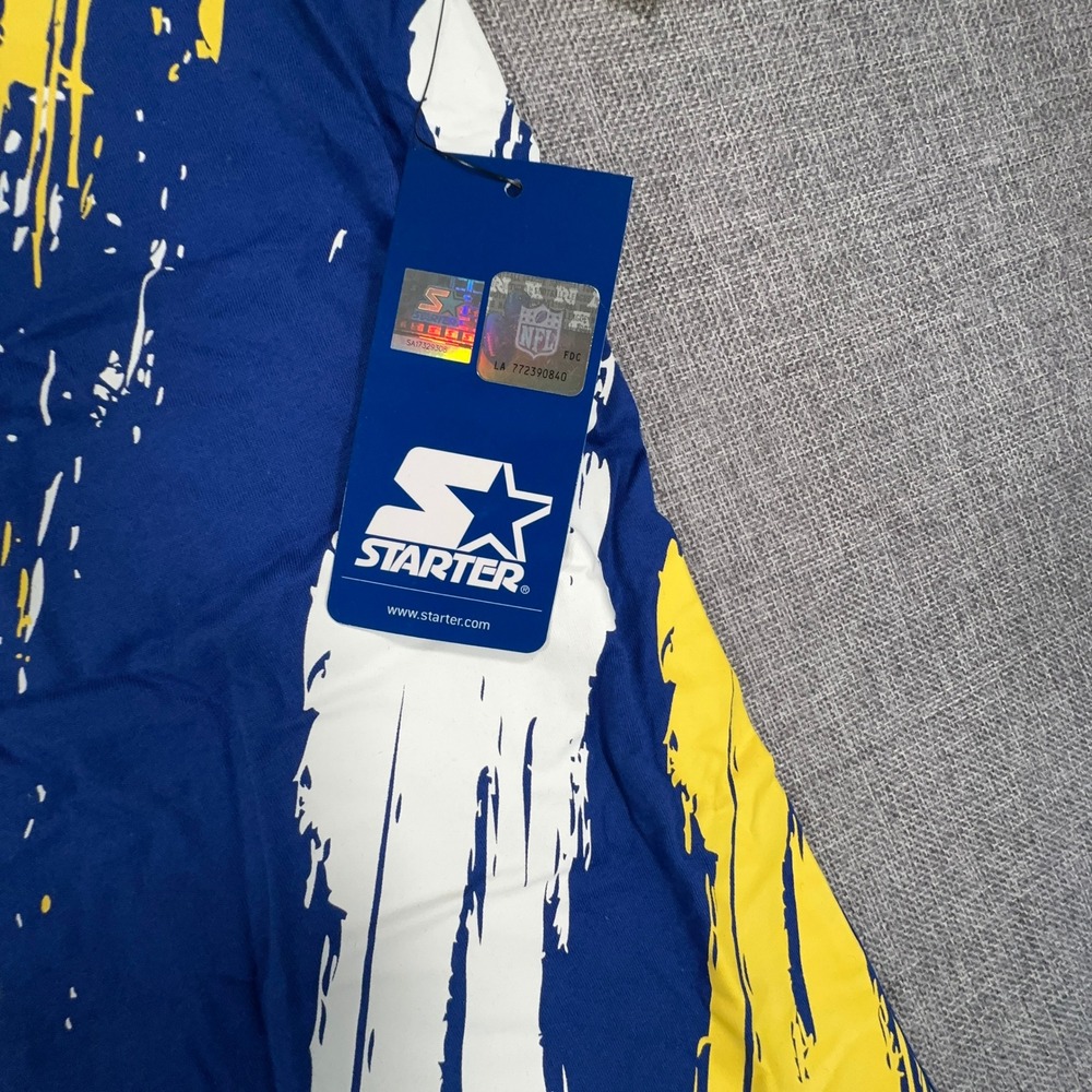 Starter Los Angeles Rams Extreme Defender T-Shirt Mens XL Blue Yellow Splash NEW - Picture 8 of 10